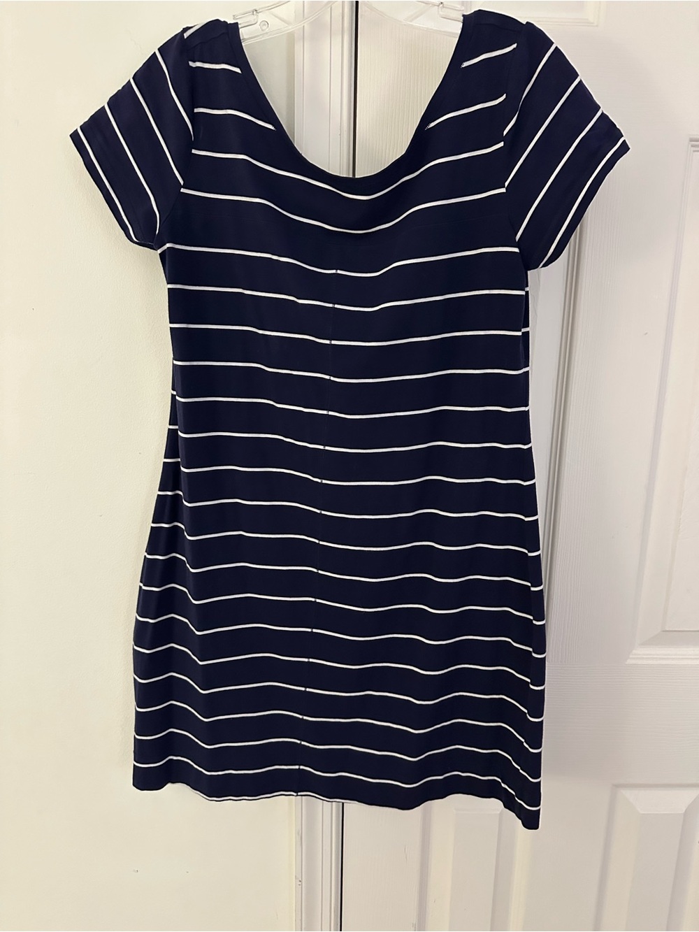 Lole Navy and White Striped Short-Sleeve Mini Dress